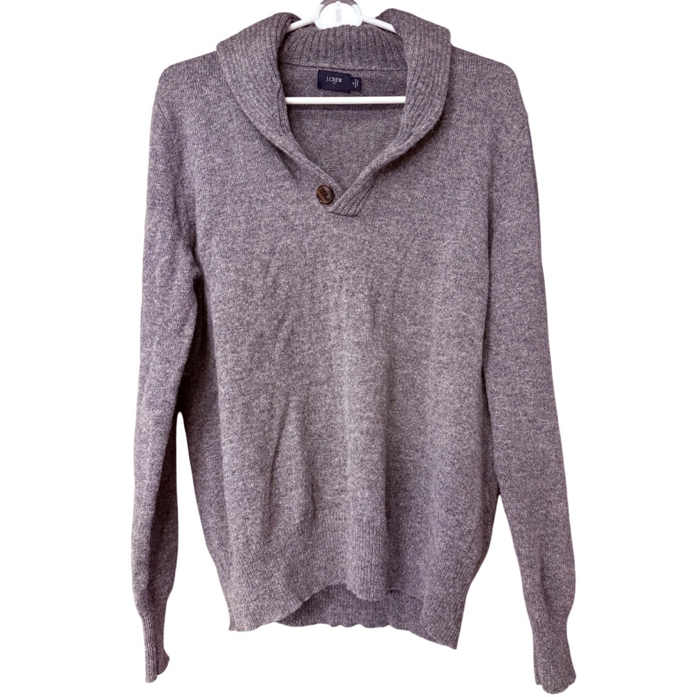 J.Crew Medium Gray 100% Lambswool Shawl Collar Button Sweater 21943 HO17‎